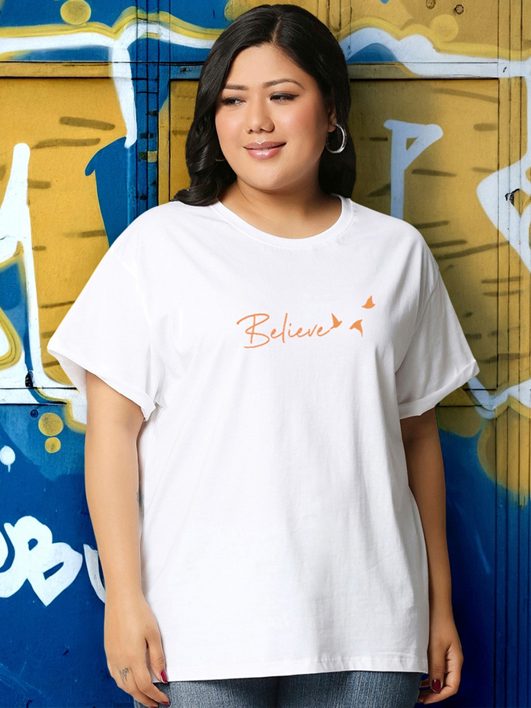 Bewakoof Plus Typography Printed Cotton T-Shirt