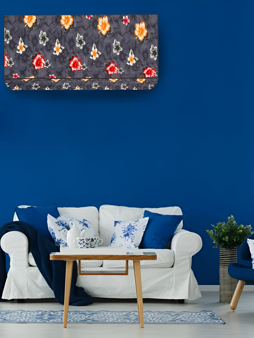 Stylista Grey & Red Printed Air Conditioner Cover