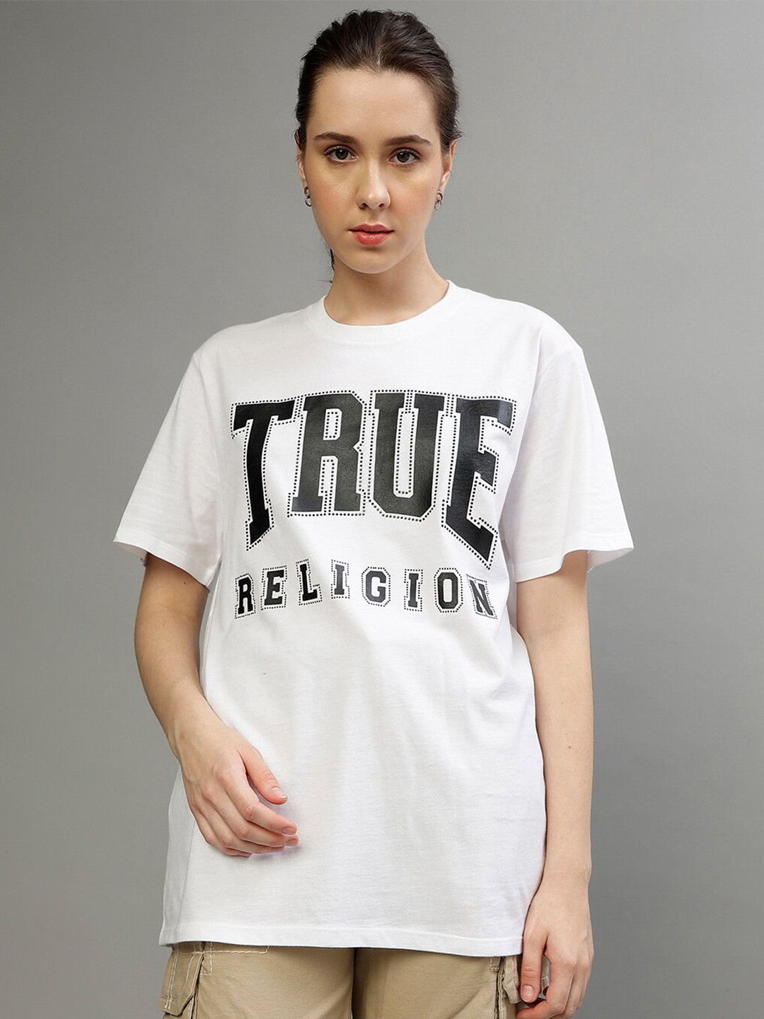 True Religion Brand Logo Printed Cotton T-shirt