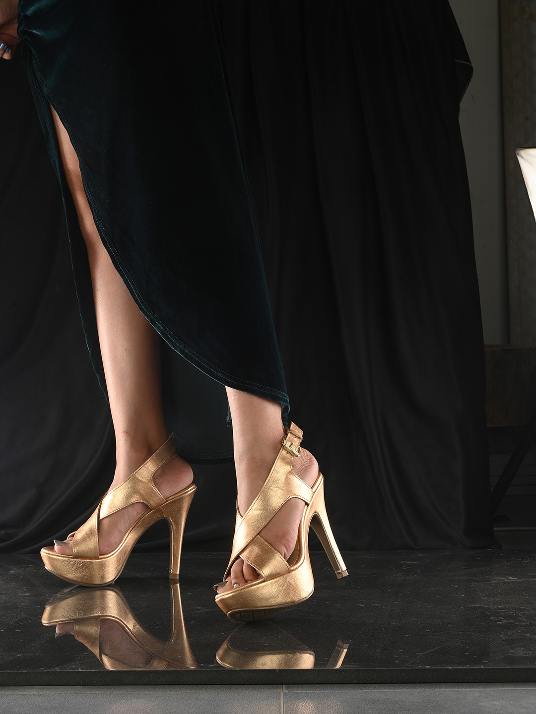 CARLO ROMANO Textured Cross Strap Stiletto Heels