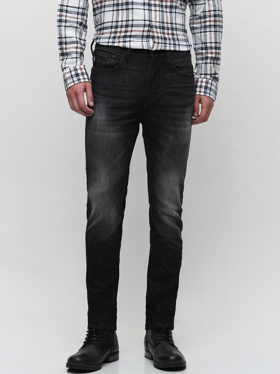 SELECTED Men Slim Fit Mid Rise Clean Look Dark Shade Stretchable Jeans