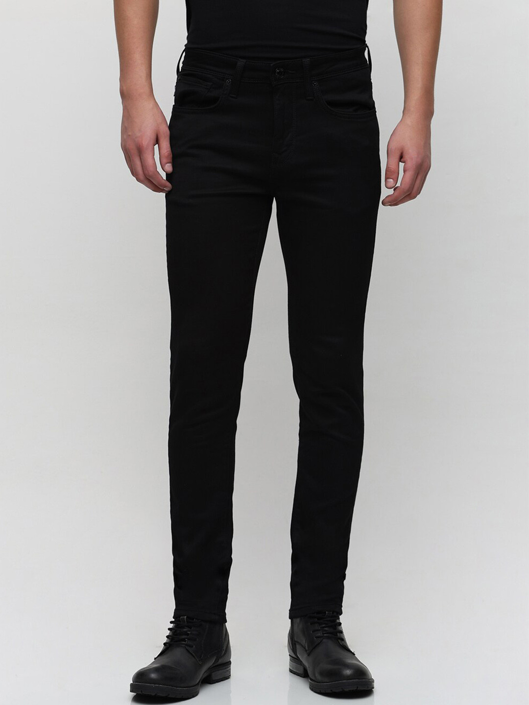 SELECTED Men Slim Fit Mid Rise Clean Look Dark Shade Stretchable Jeans