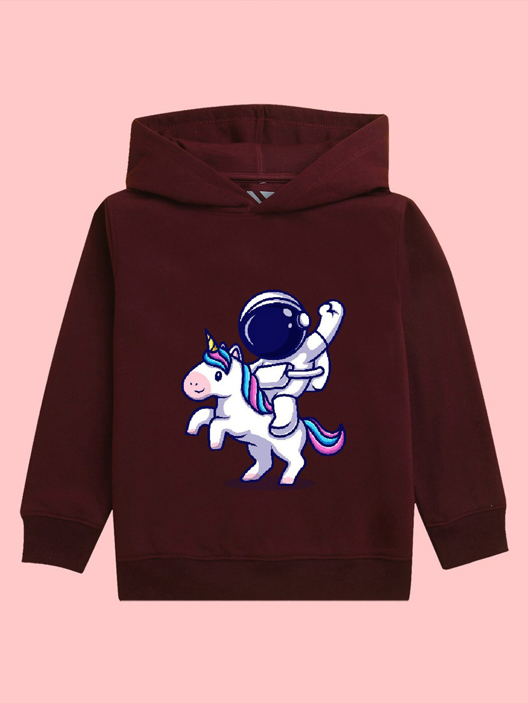NUSYL Girls Astronaut Graphic Printed Hooded Fleece Sweatshirt
