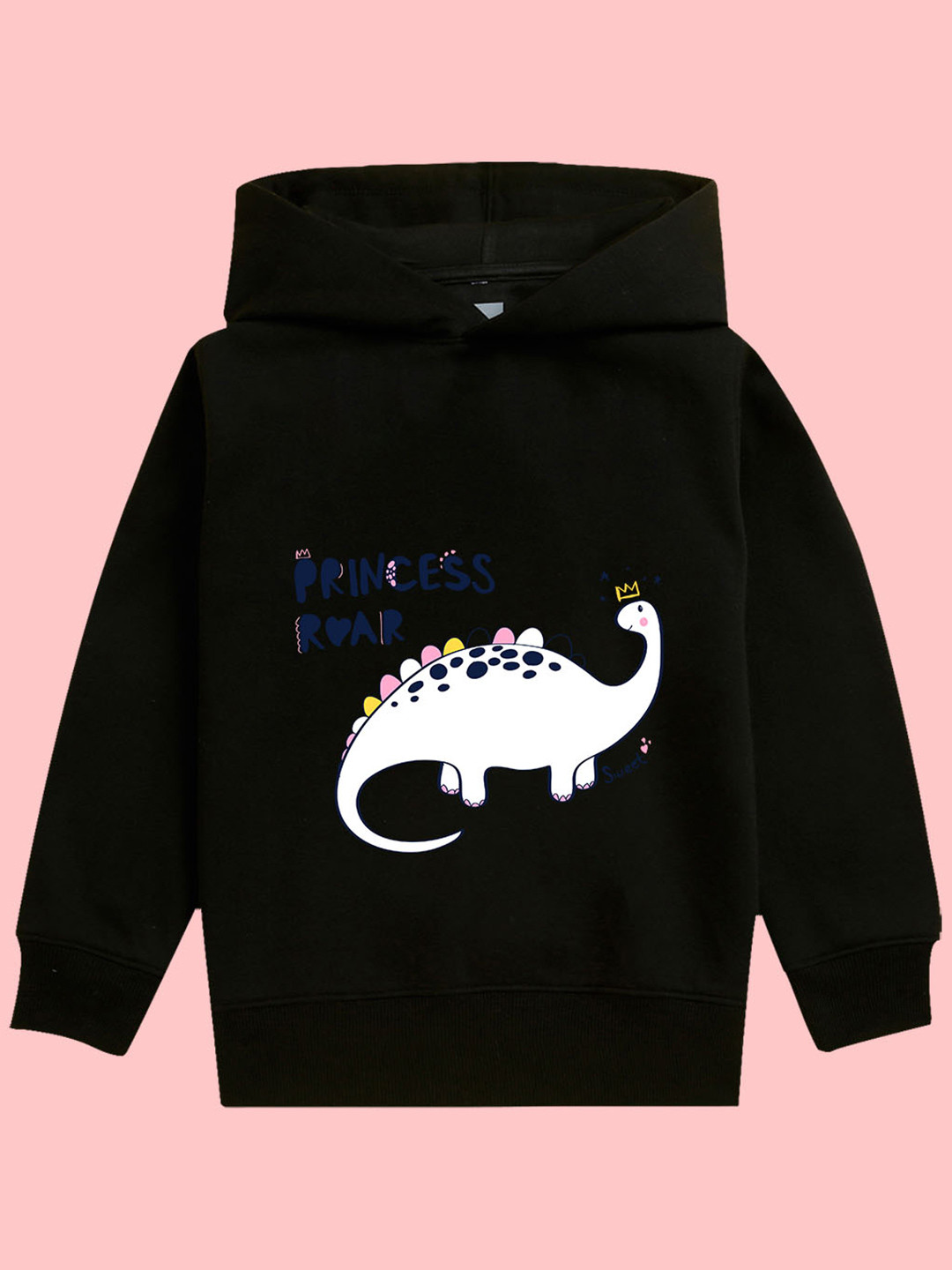 NUSYL Girls Dinosaur Printed Hooded Fleece Sweatshirt