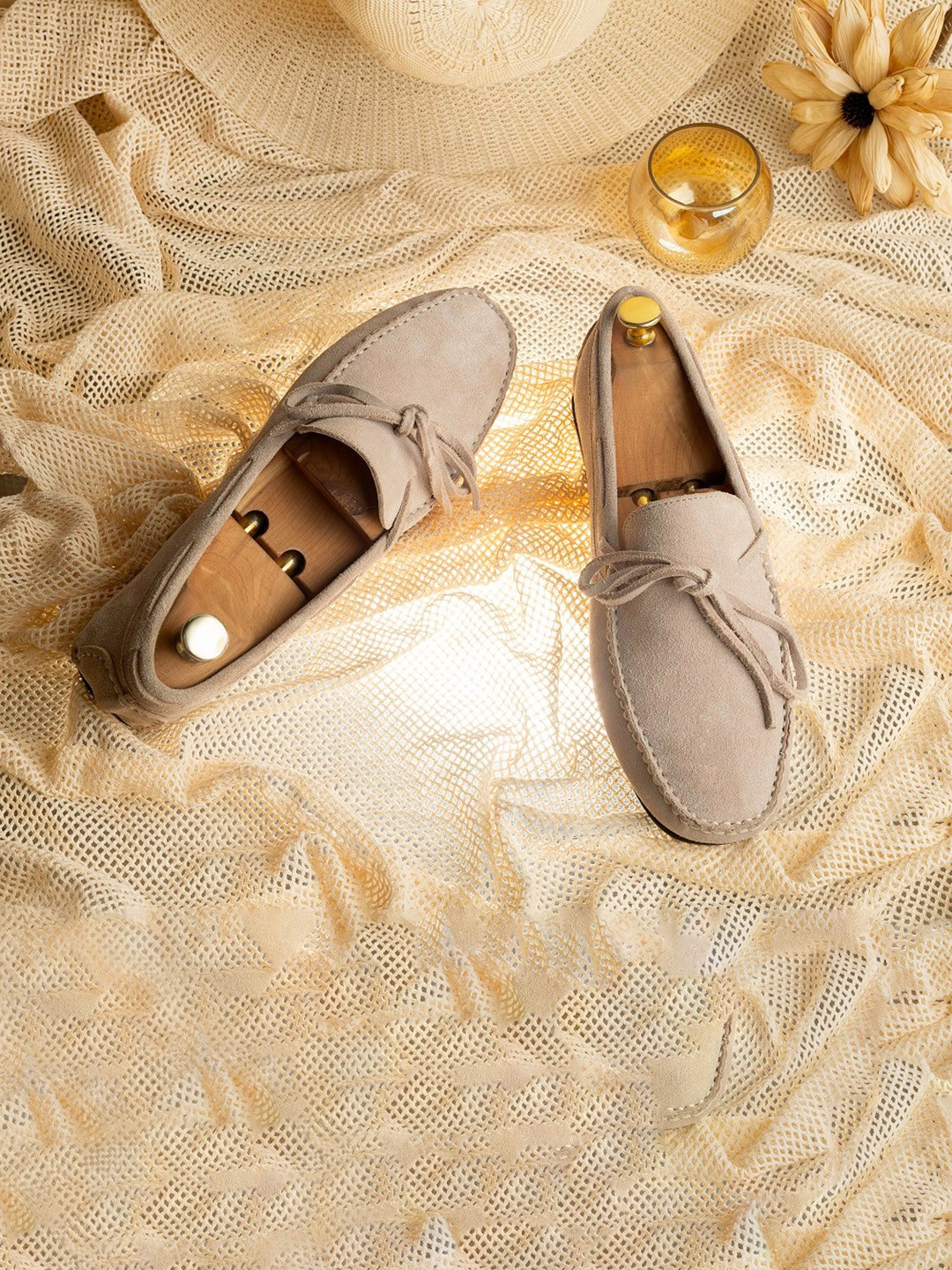 GRIFFIN Men Scarlet Coast Suede Lace-Up Driving Shoes