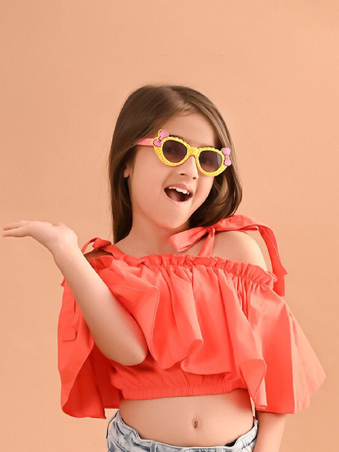 LilPicks Off-Shoulder Ruffled Cotton Bardot Crop Top