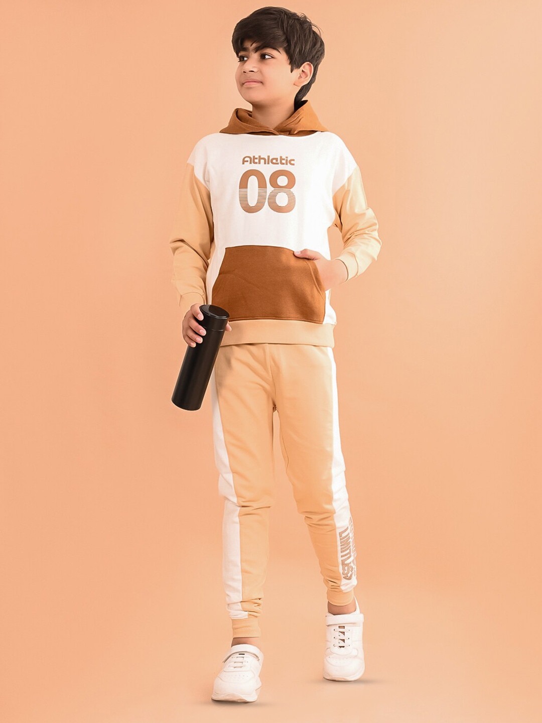 LilPicks Boys Printed Terry Fleece Hooded Sweatshirt with Joggers