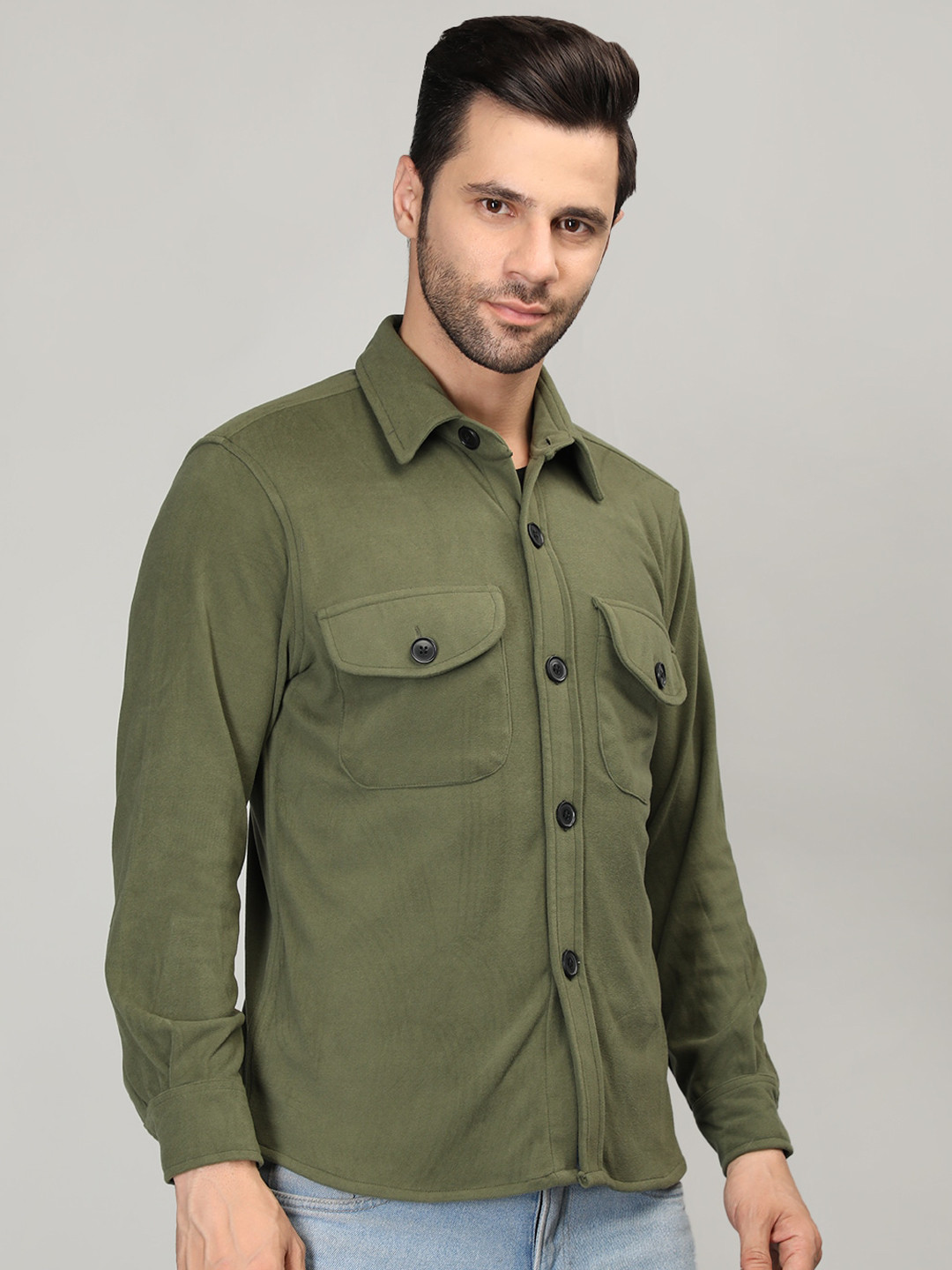 Dlanxa Regular Fit Spread Collar Winter Shacket