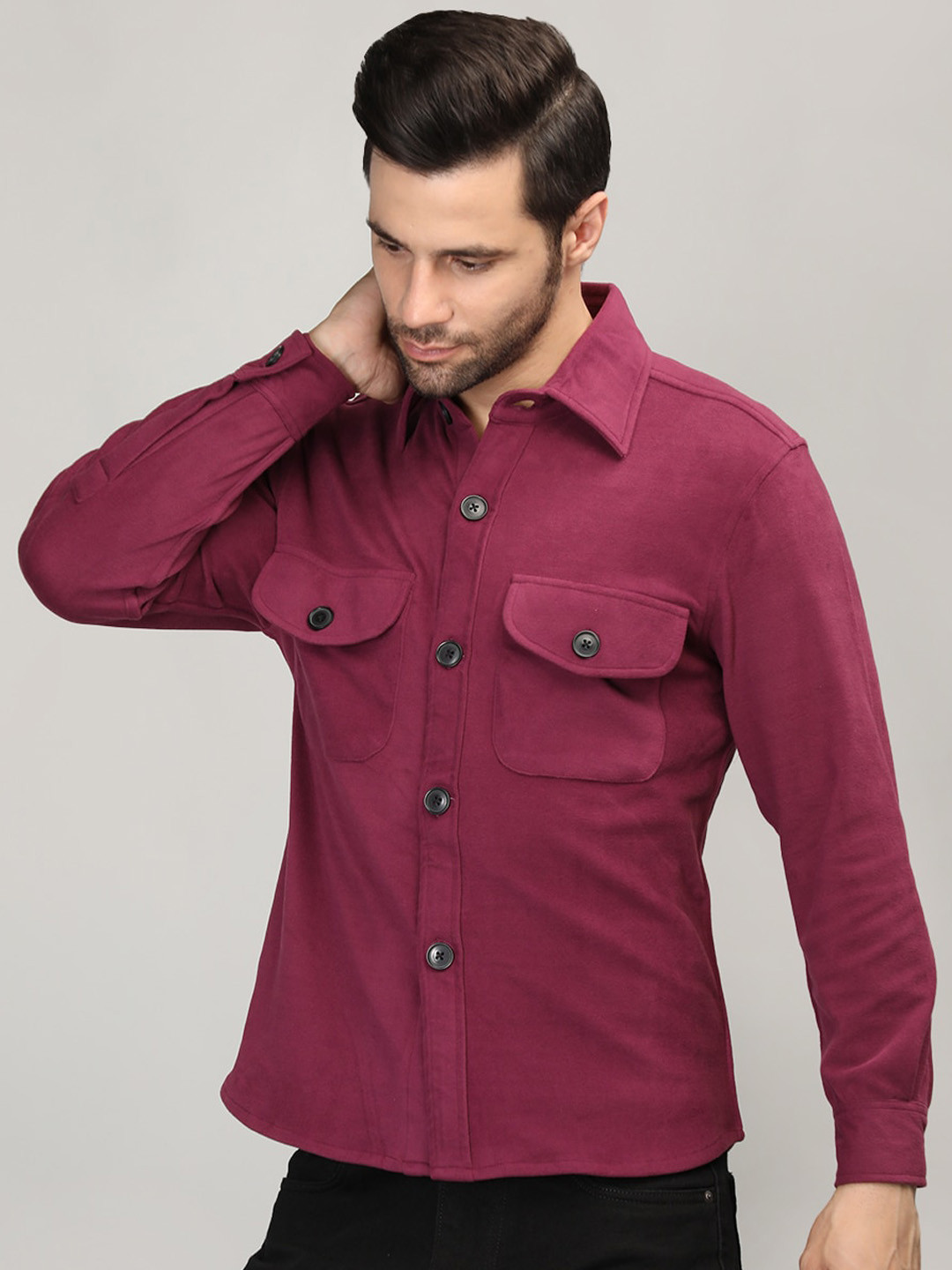 Dlanxa Regular Fit Spread Collar Casual Winter Shacket