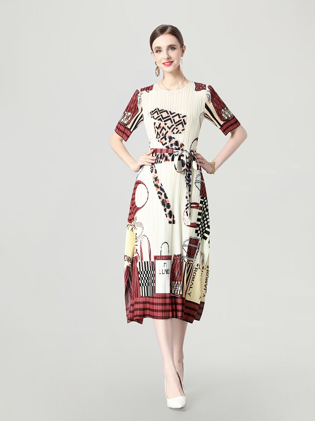 JC Collection Graphic Printed A-Line Midi Dress