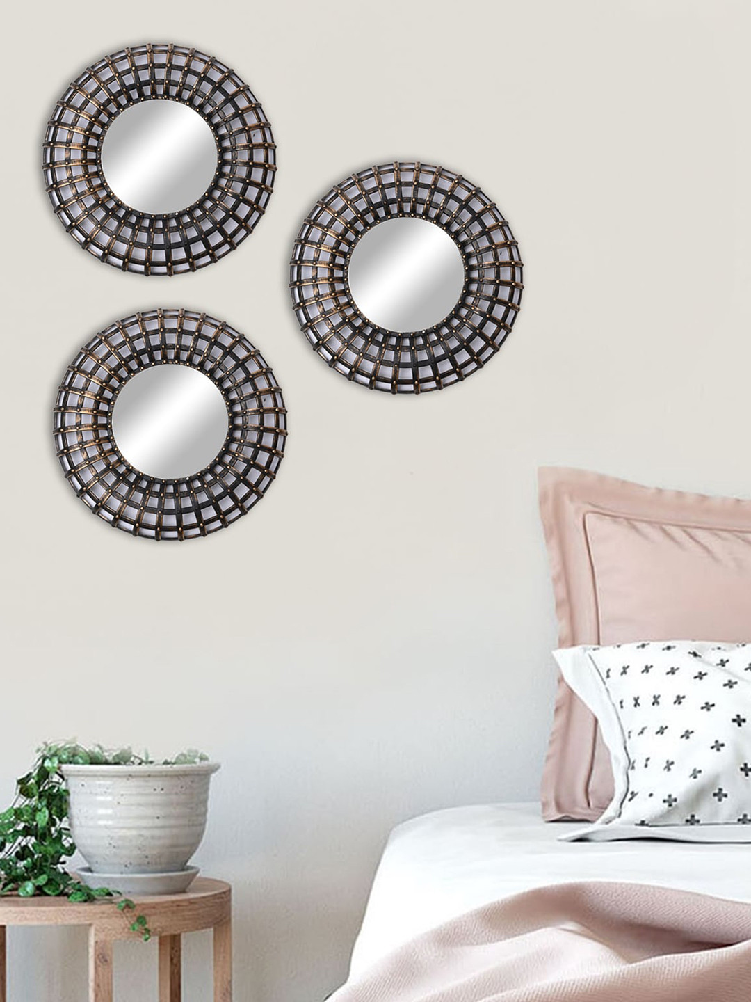 MARKET99  Copper Toned  3 Pieces  Round Decor Wall Mirrors