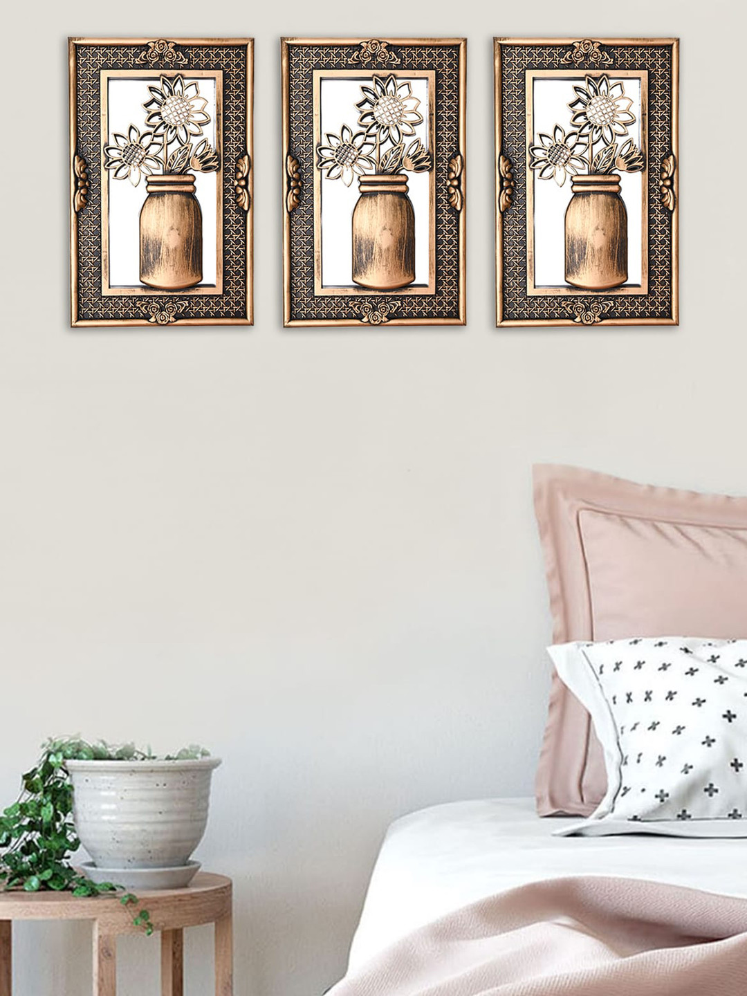 MARKET99  Copper Toned 3 Pieces  Rectangle Decor Wall  Mirrors