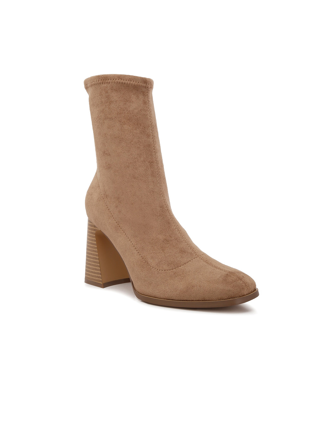 London Rag Women Square Toe Block Heeled Mid-Top Suede Regular Boots