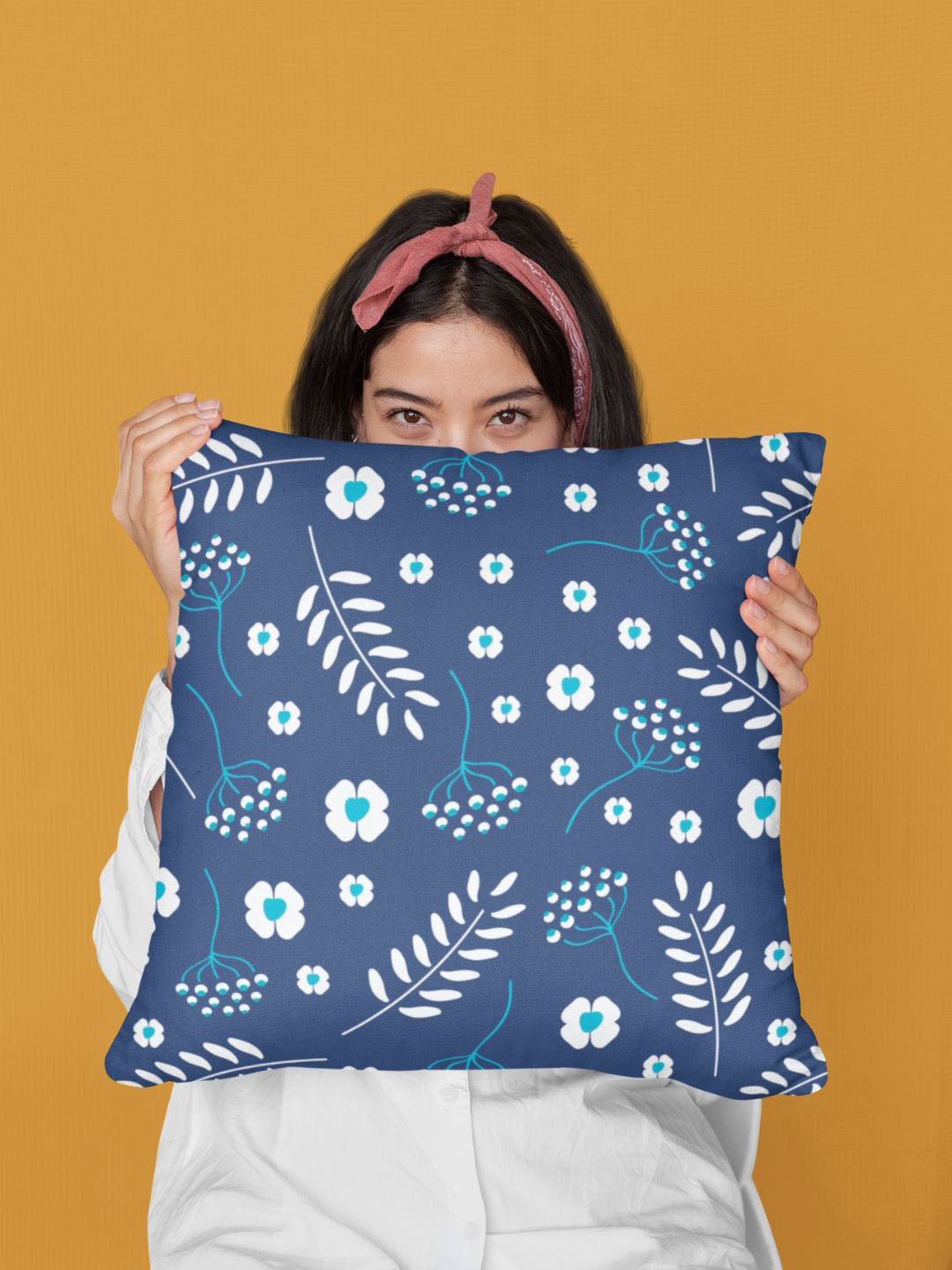 THEYAYACAFE Digital Printed Floral Cotton Double-Sided 5 Pcs Cushion Covers -16x16In