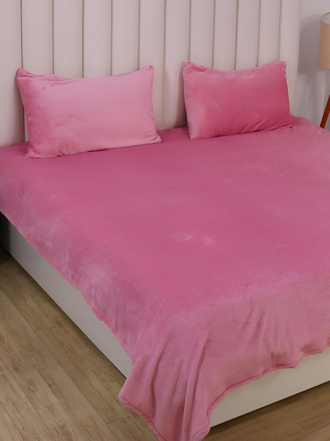RD TREND Pink Polyester 210 TC King Fine Bedsheet with 2 Pillow Covers-100 x 108 inches