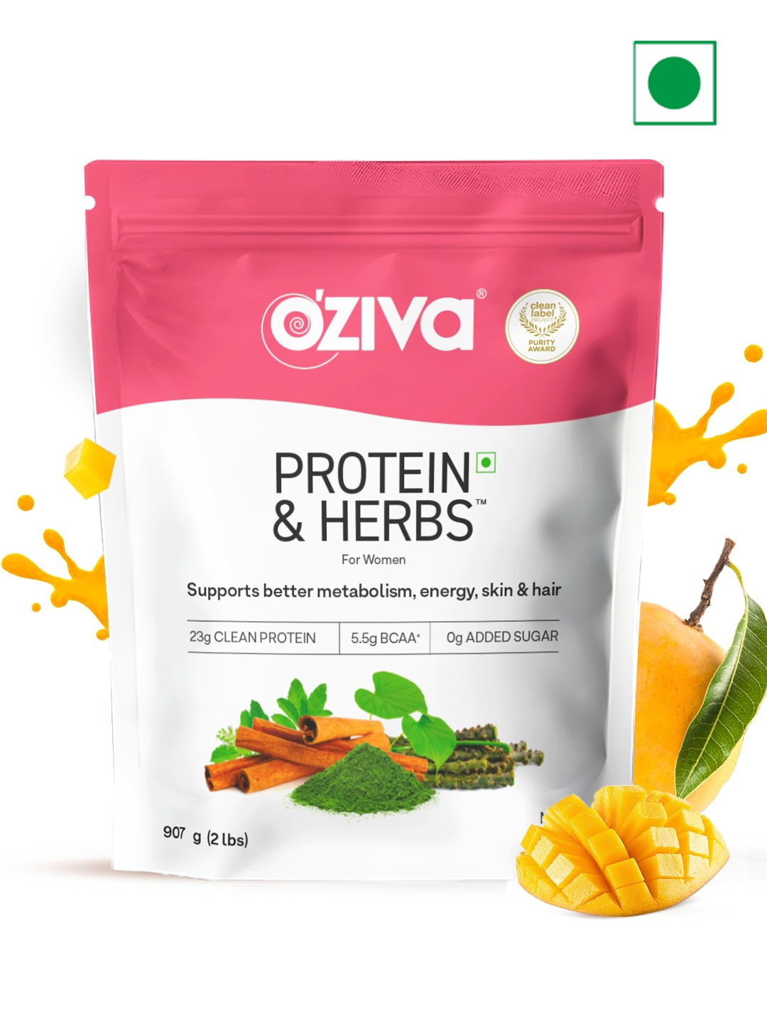 OZiva Women Protein & Herbs for Weight Management - Mango (907 g)