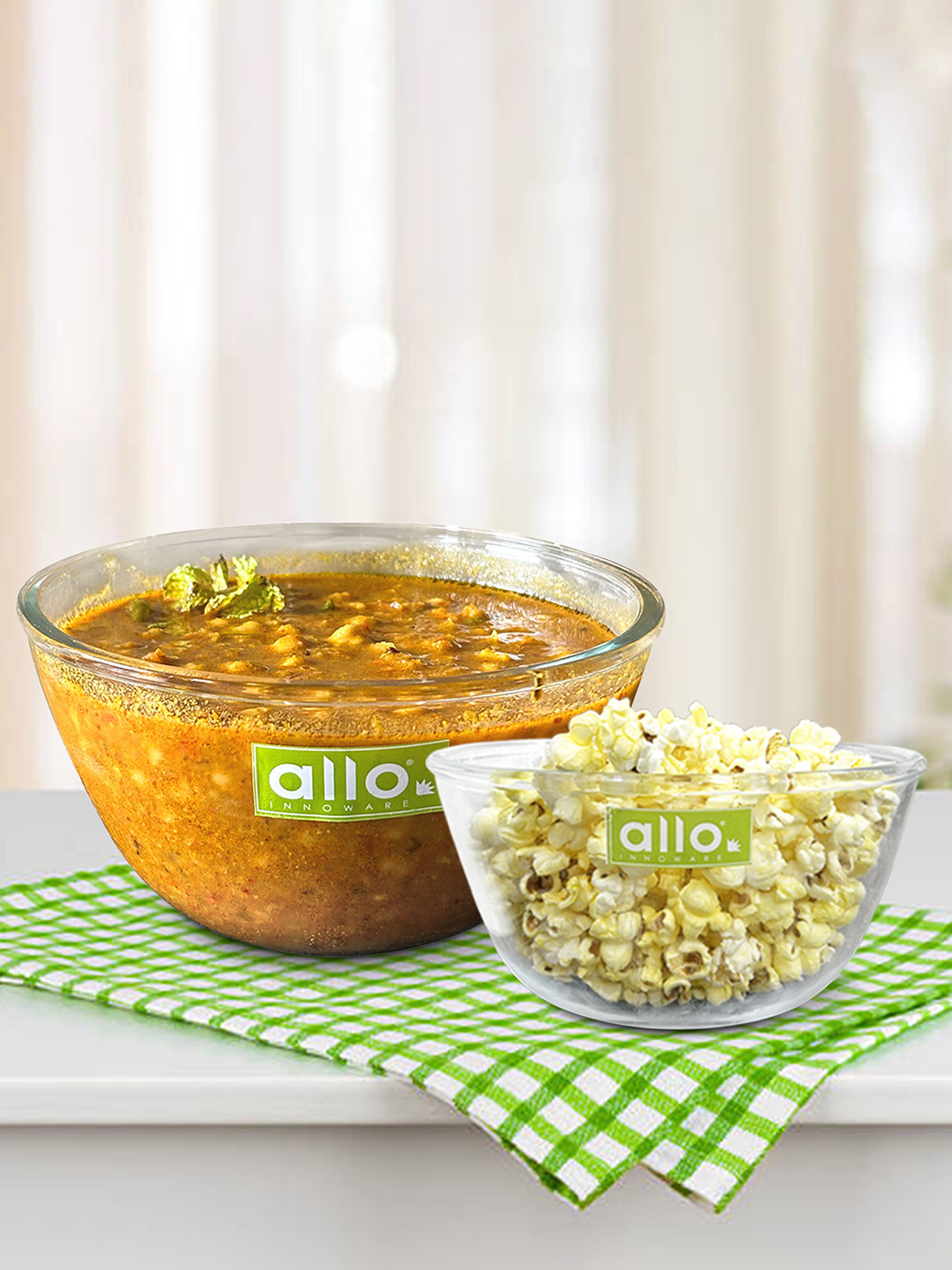 Allo Glass Mixing & Serving Bowl, Oven & Microwave Safe & Dishwasher Safe (1000ML, 1600ML)