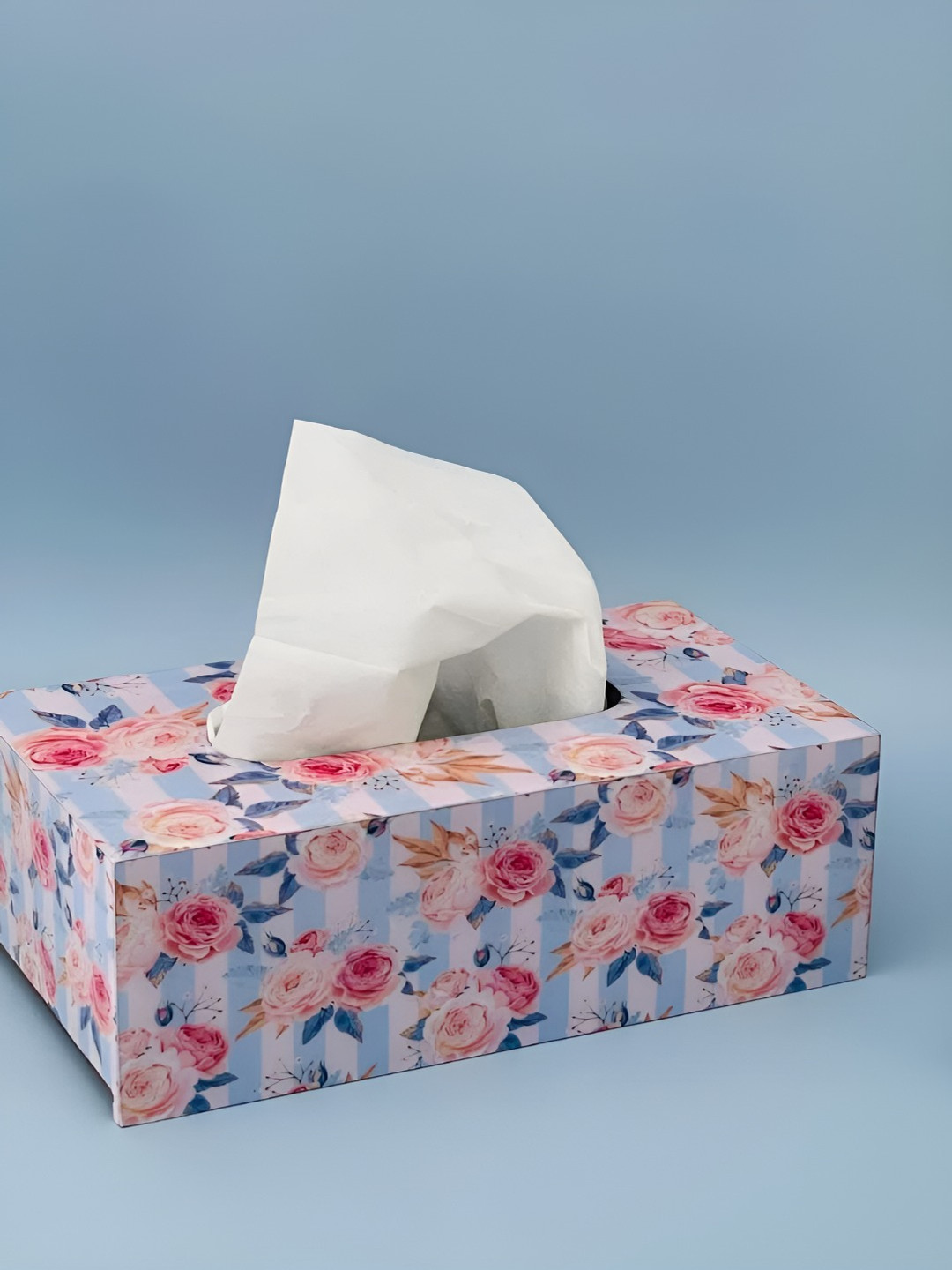 CasaGold Pink& White  Wood Tissue Holder