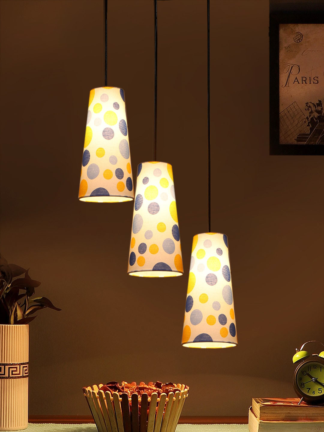 Devansh White and blue 3 pieces solid ceiling Lamp