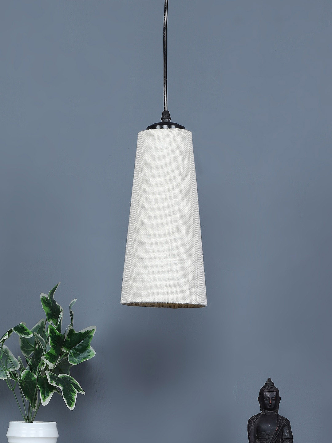 Devansh White & Black Textured Ceiling Lamp