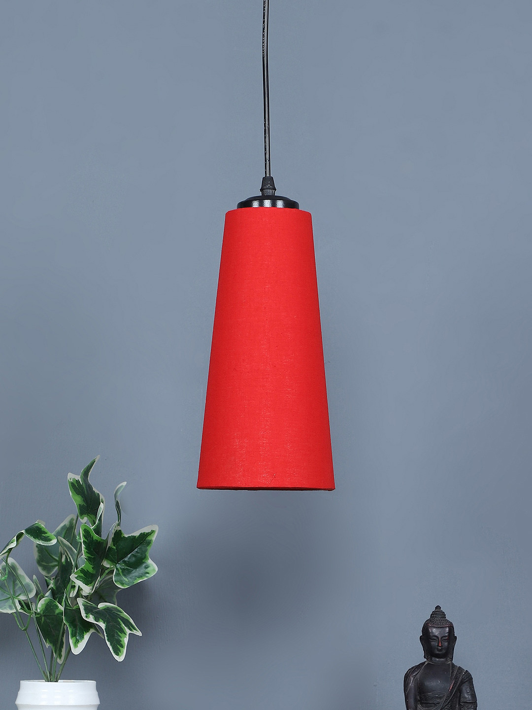 Devansh Red & Black Textured Cylindrical Ceiling Lamp