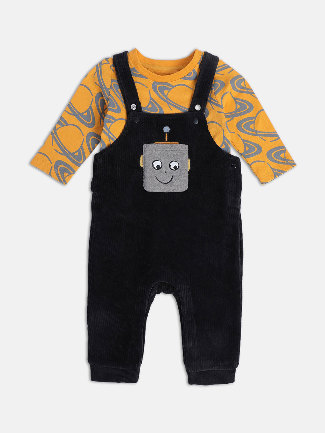 MINI KLUB Infant Boys Printed Cotton Dungaree With T-Shirt