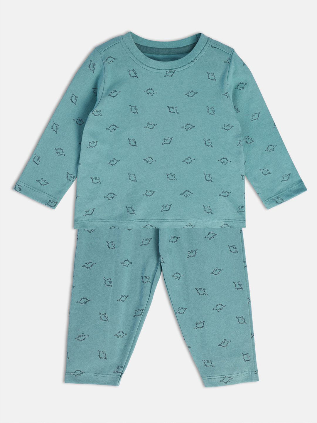 MINI KLUB Infant Boys Graphic Printed Round Neck T-shirt With Pyjamas Night suits