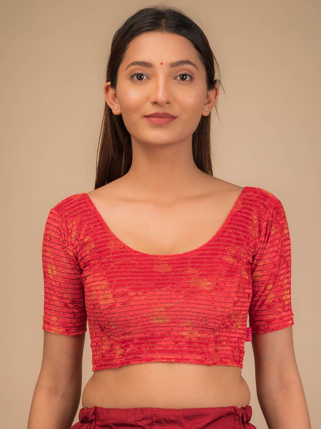 Bindigasm's Advi Woven Design Stretchable Velvet Saree Blouse