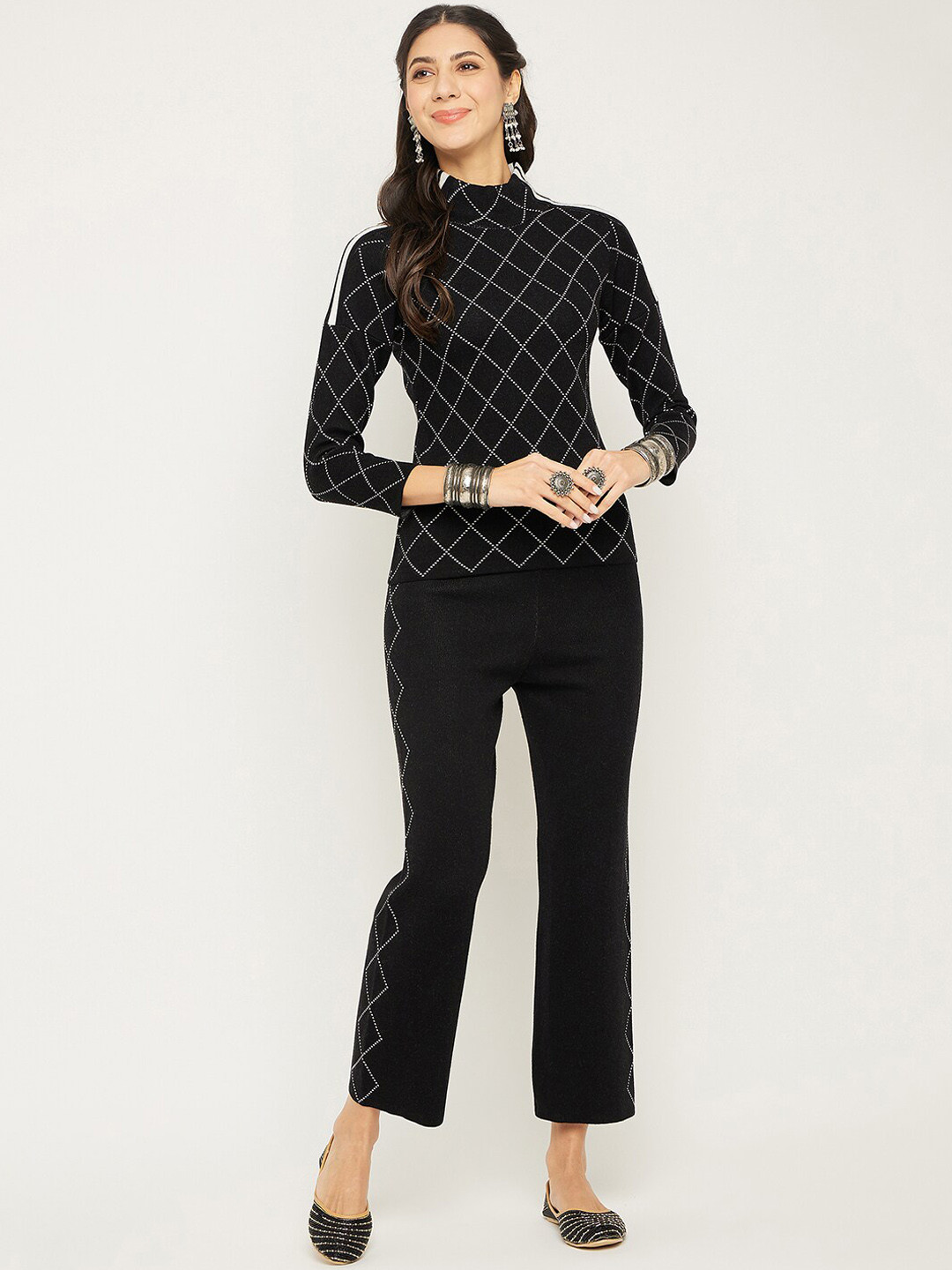 Zigo Self-Design High-Neck Top With Trouser