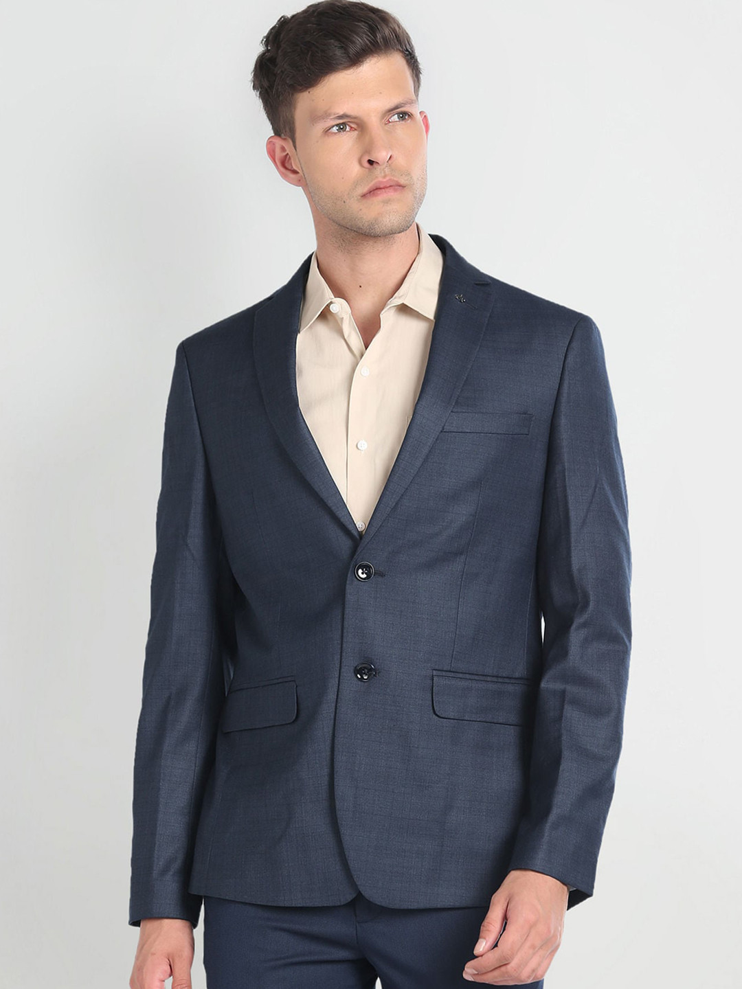 Arrow Windowpane Checked Notched Lapel Collar Single Breasted Formal Blazer