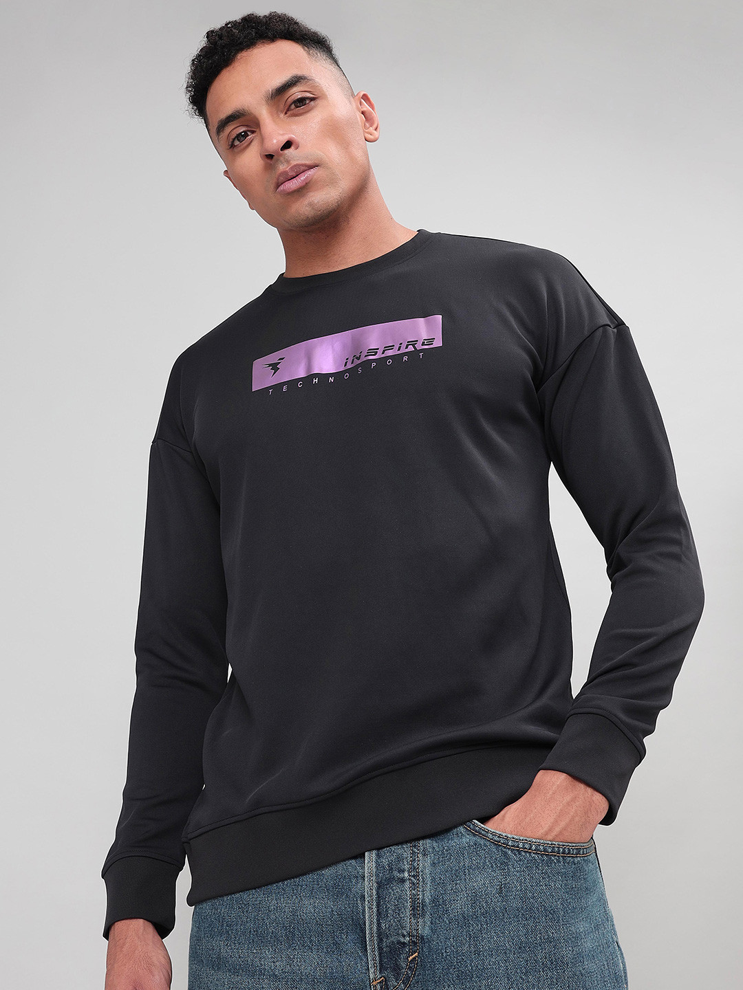 Technosport Graphic Printed Round Neck Antimicrobial Sweatshirt