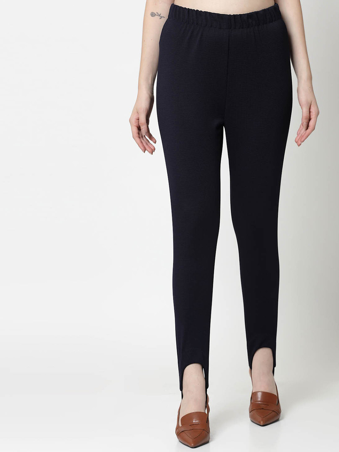 OFFICE & YOU Women Mid-Rise Acrylic Trousers With Foot Straps