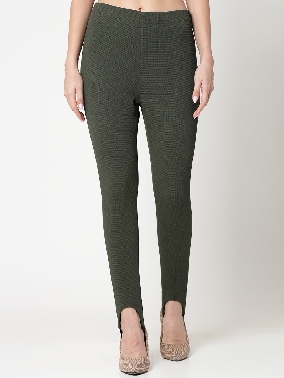 OFFICE & YOU Women Mid-Rise Acrylic Trousers With Foot Straps