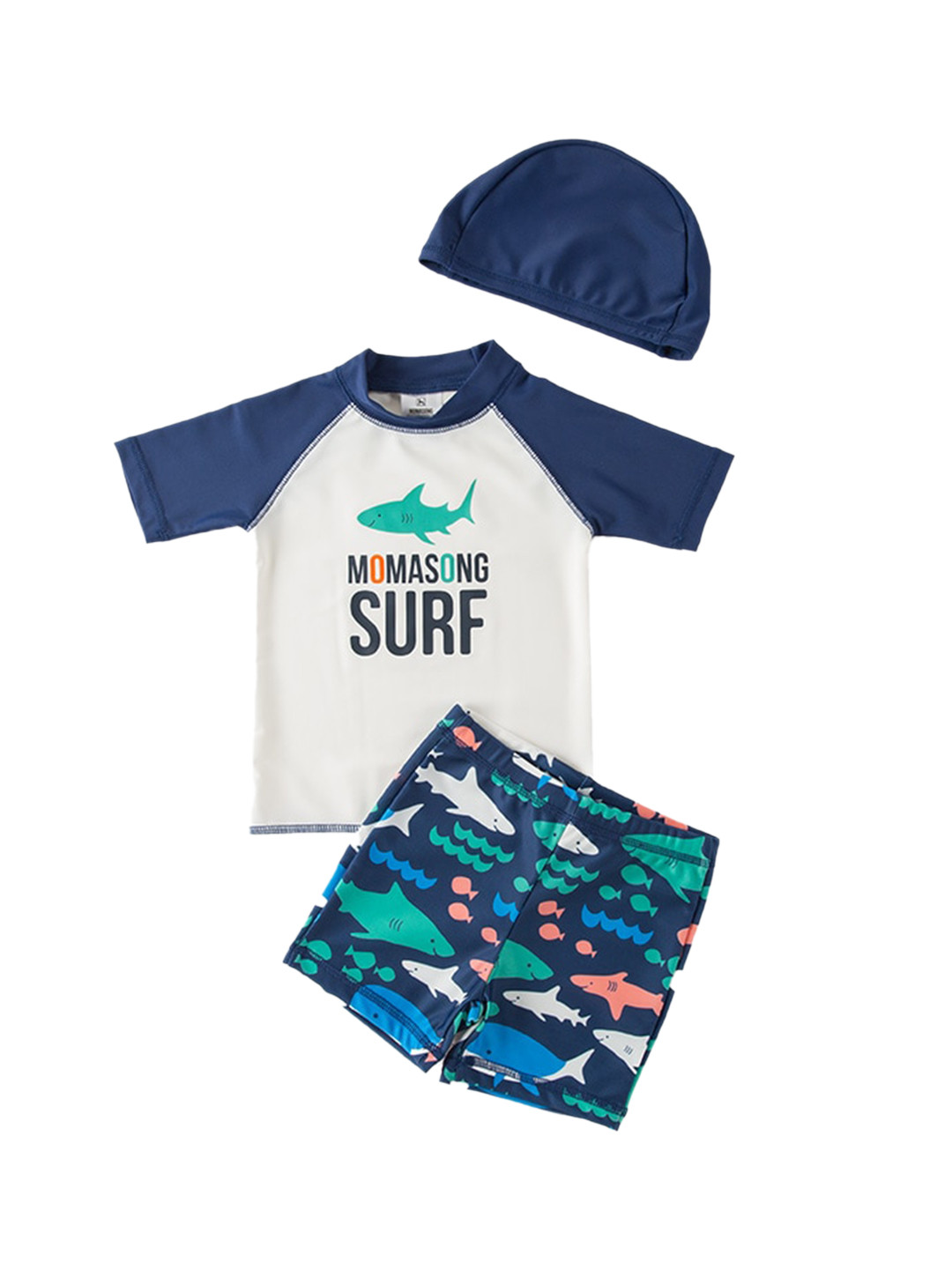StyleCast Boys Navy Blue Typography Printed Swim Cover-Up Set