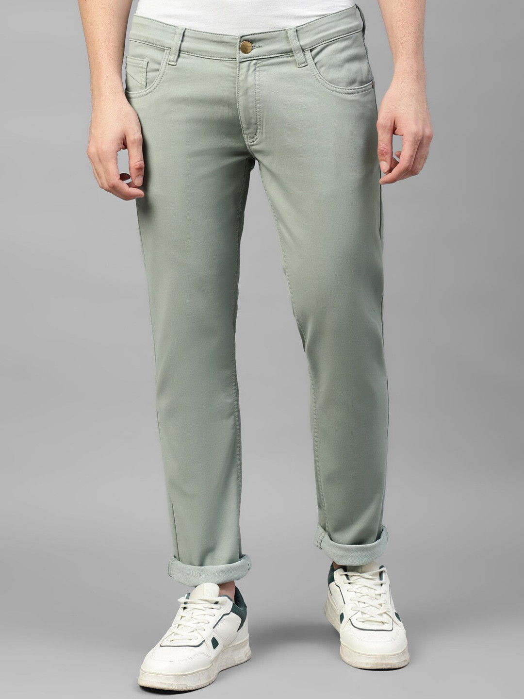 Allen Cooper Men Slim Fit Mid-Rise Coloured Shade Clean Look Stretchable Jeans