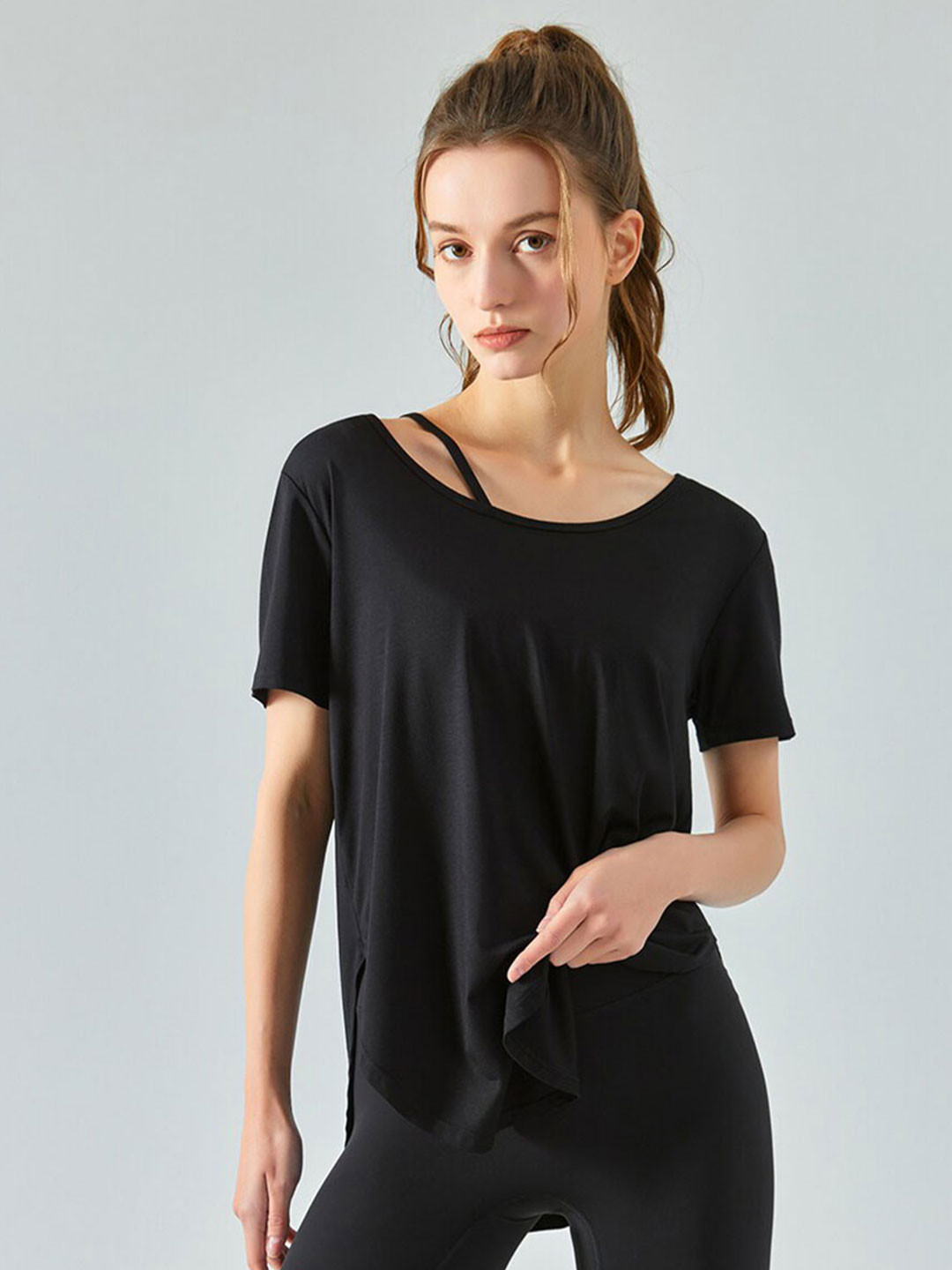 JC Collection Curved Hem Longline Top