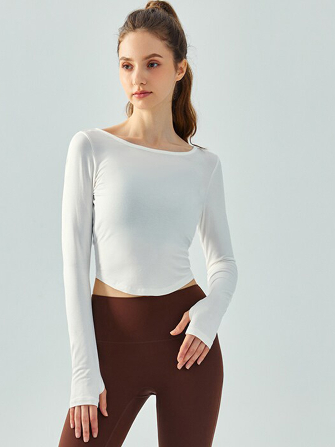 JC Collection Round Neck Tie Up Styled Back Top