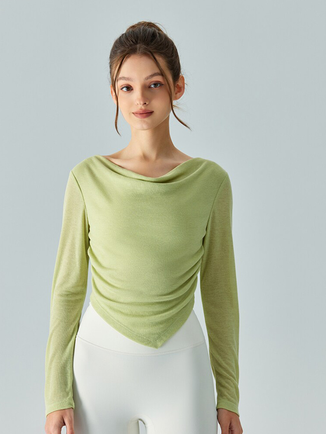 JC Collection Cowl Neck Long Sleeves Crop Top