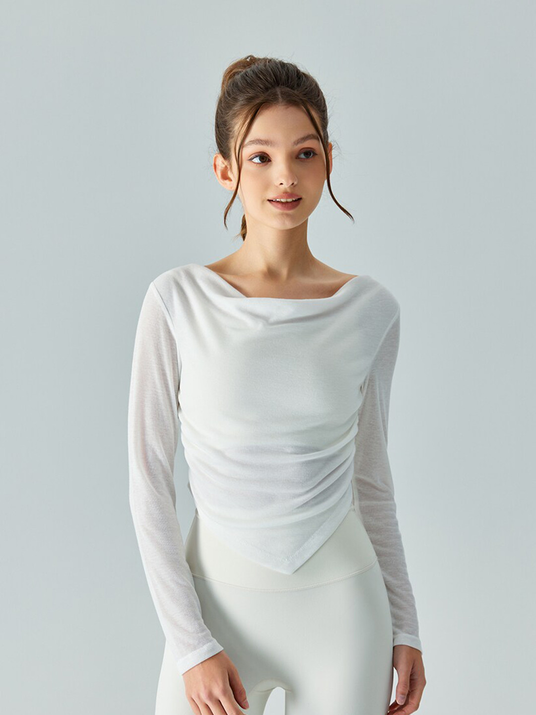 JC Collection Cowl Neck Gathered Regular Top