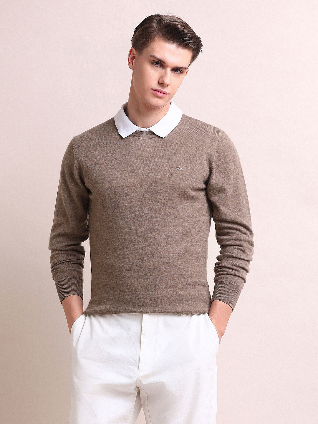 Arrow Round Neck Long Sleeves Pullover Sweater