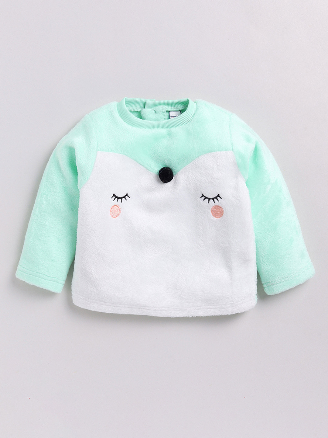 Moms Love Infant Girls Deer Face Pom Pom Printed Fleece Sweatshirt