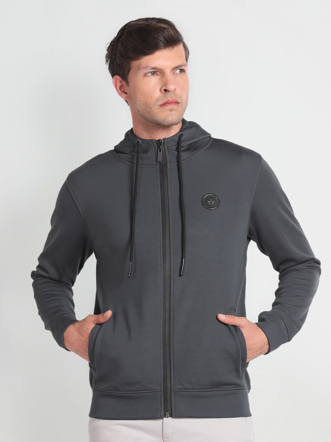 Arrow New York Hooded Front Open Sweatshirt
