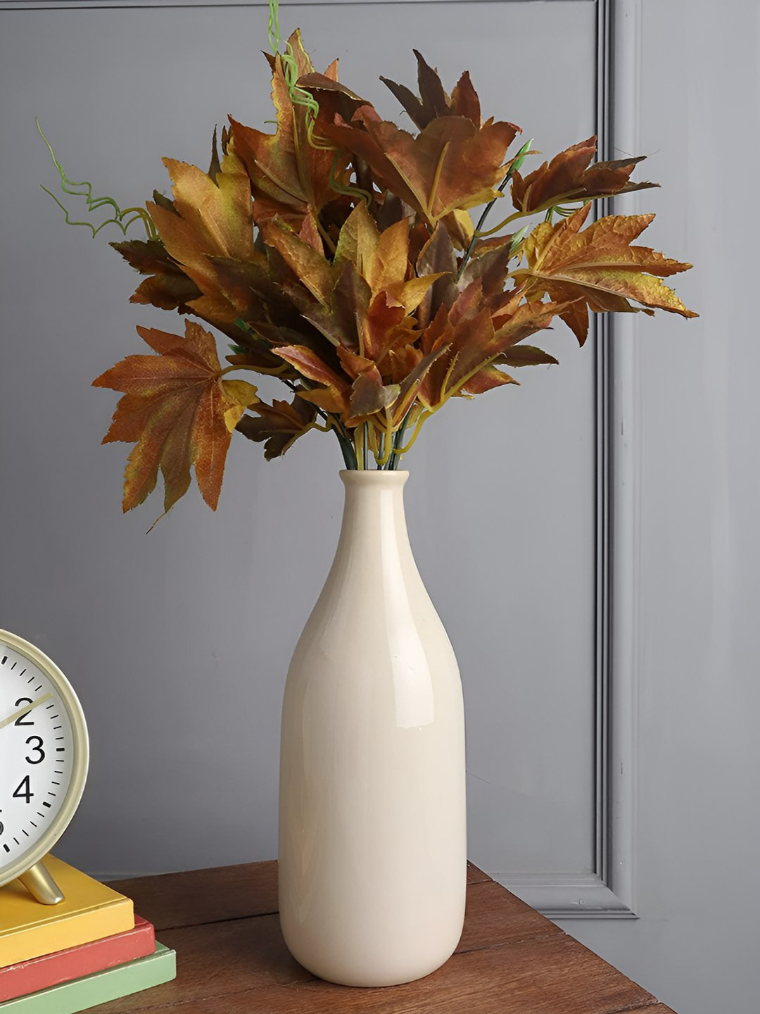 The Decor Lane Off White Ceramic Modern Decorative Vase