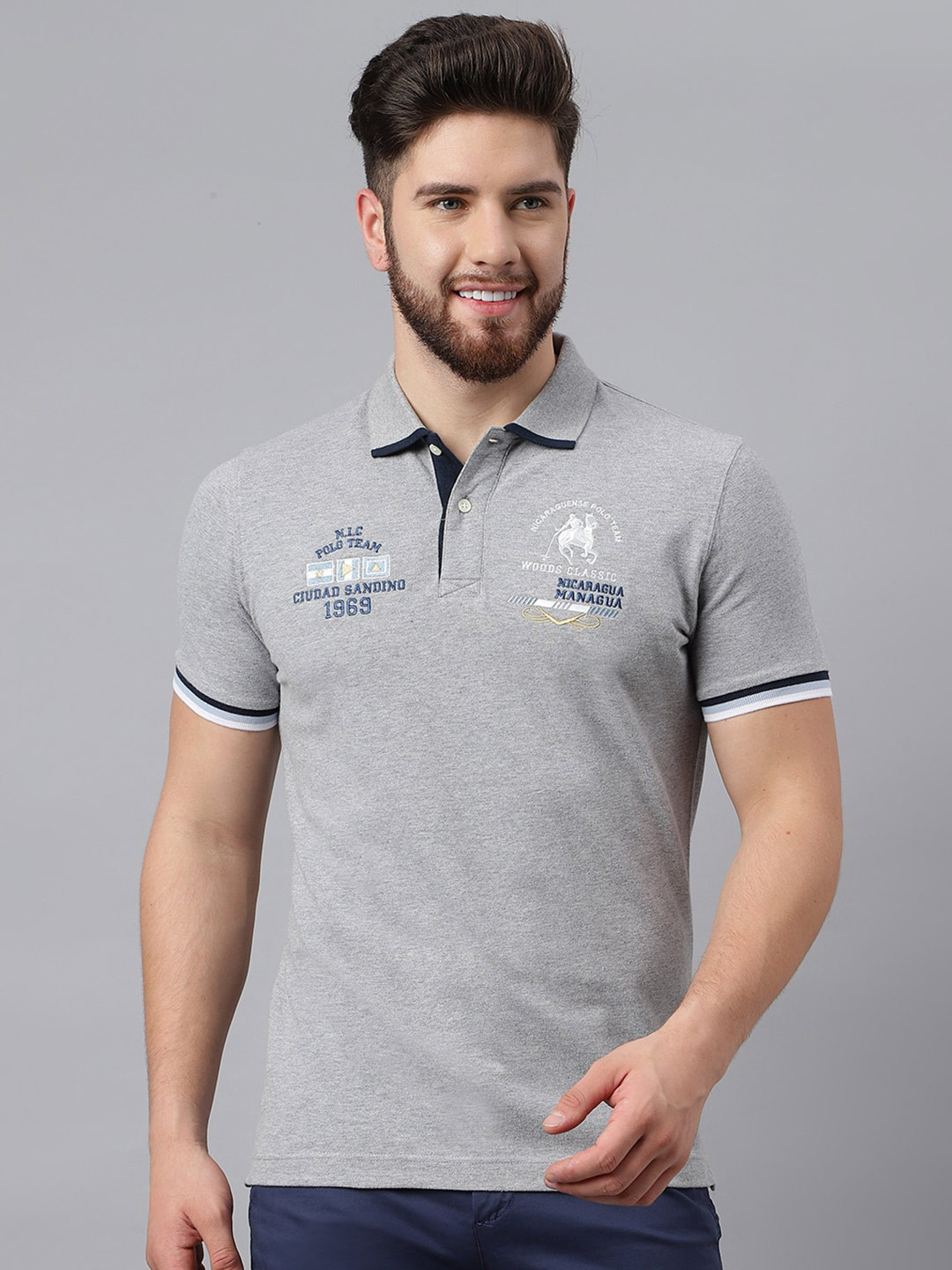 Woodland Embroidered Short Sleeves Polo Collar T-shirt