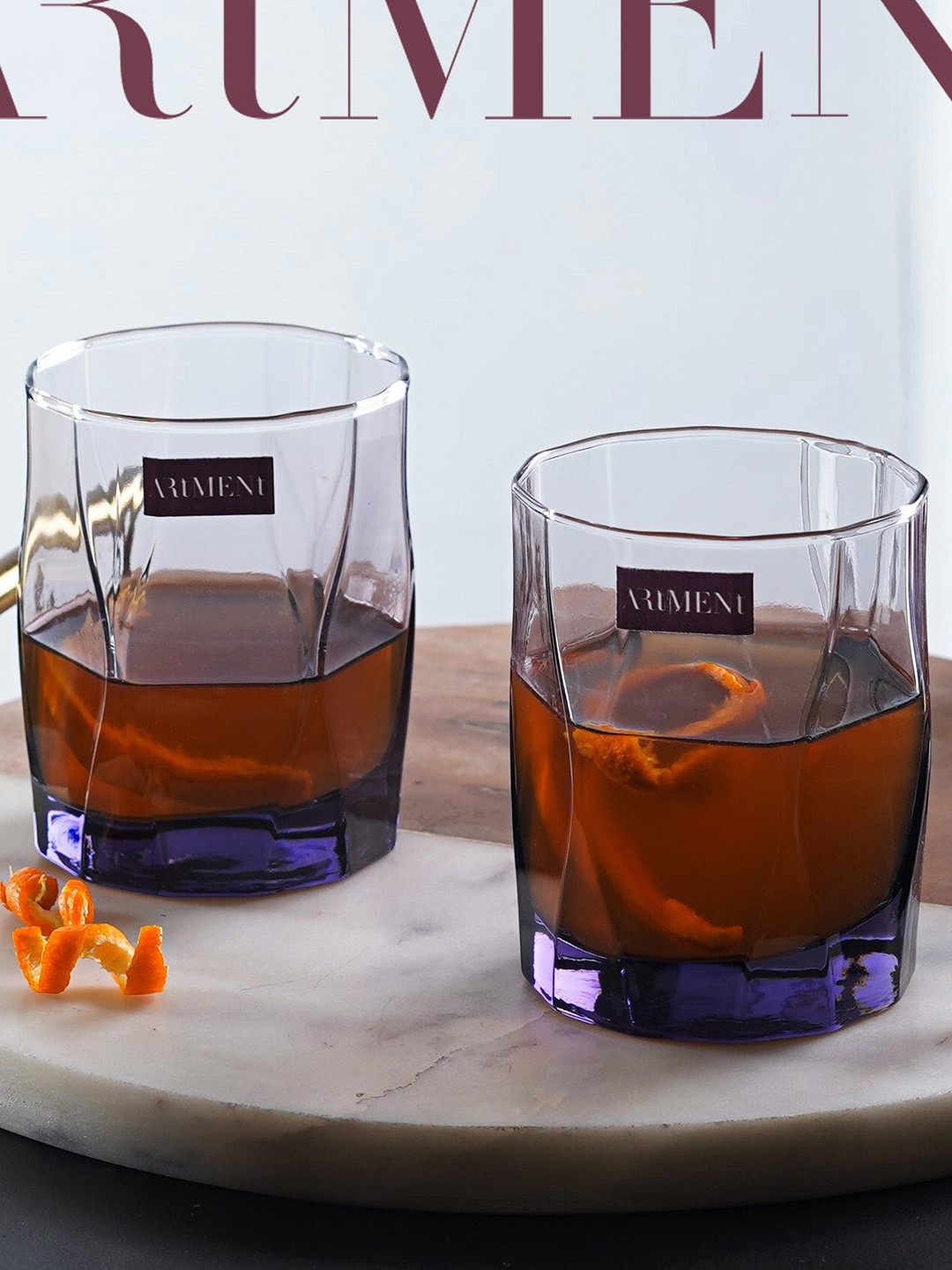 THE ARTMENT Transparent 4 Pieces Whiskey Glasses 270 ml Each
