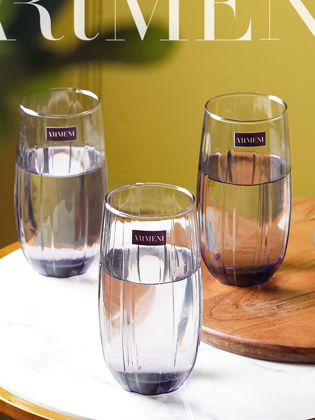 THE ARTMENT Transparent 4-Pcs White Amsynth Whisky Glasses