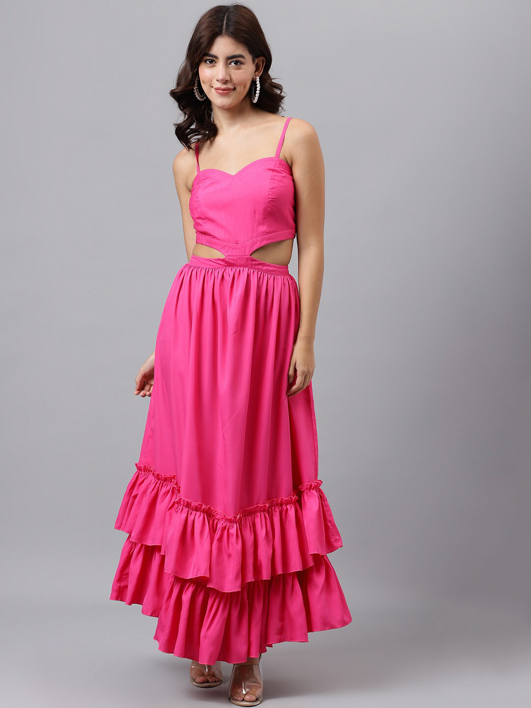 TRYMISFIT Shoulder Straps Cut-Out Detail Cotton Maxi Dress