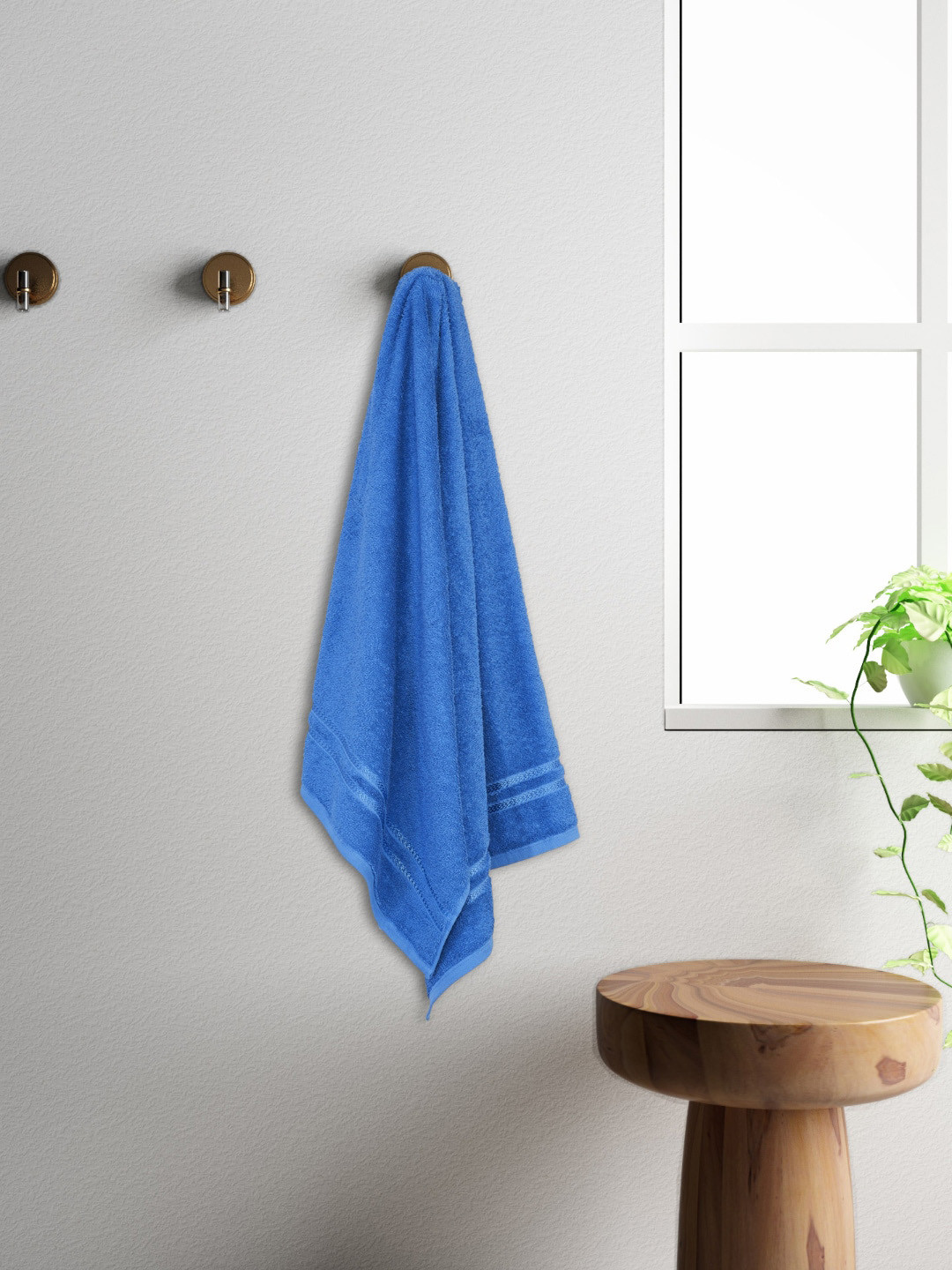 Welspun Blue 380 GSM Pure Cotton Quick Dry High Absorbency Bath Towel