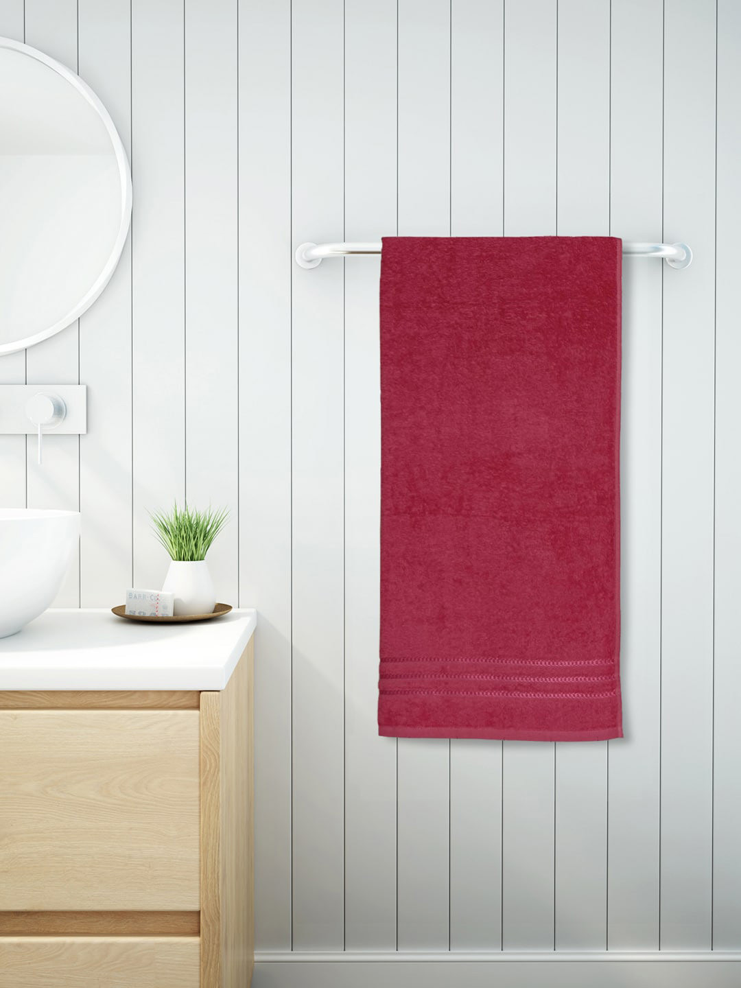 Welspun Maroon 380 GSM Pure Cotton Quick Dry High Absorbency Bath Towel