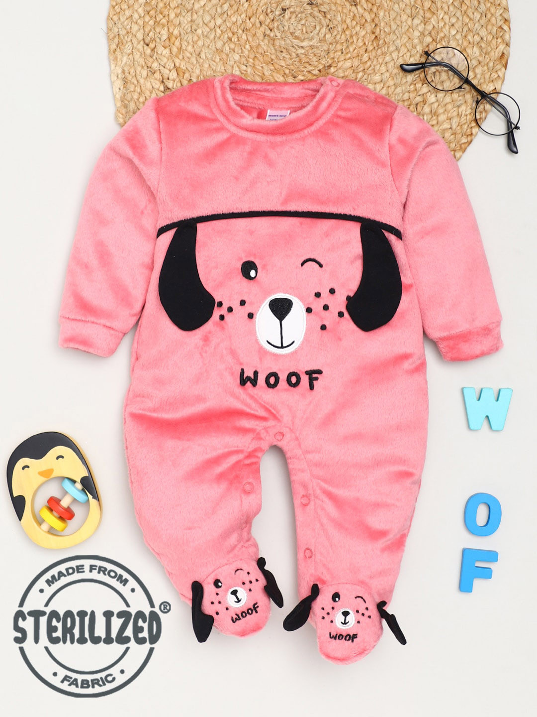 Moms Love Infants Dog Woof long-Sleeve Soft Sleepsuit